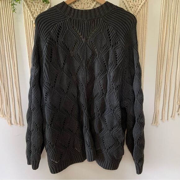 OLD NAVY Women’s Pointelle Knit Open Front Cardigan Panther Grey Size XXL - Picture 5 of 9